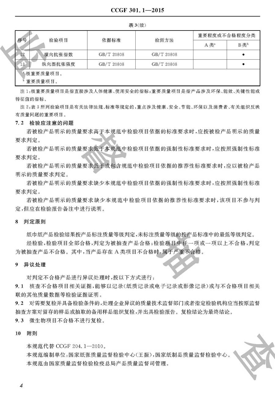 纸巾纸产品质量监督抽查实施规范